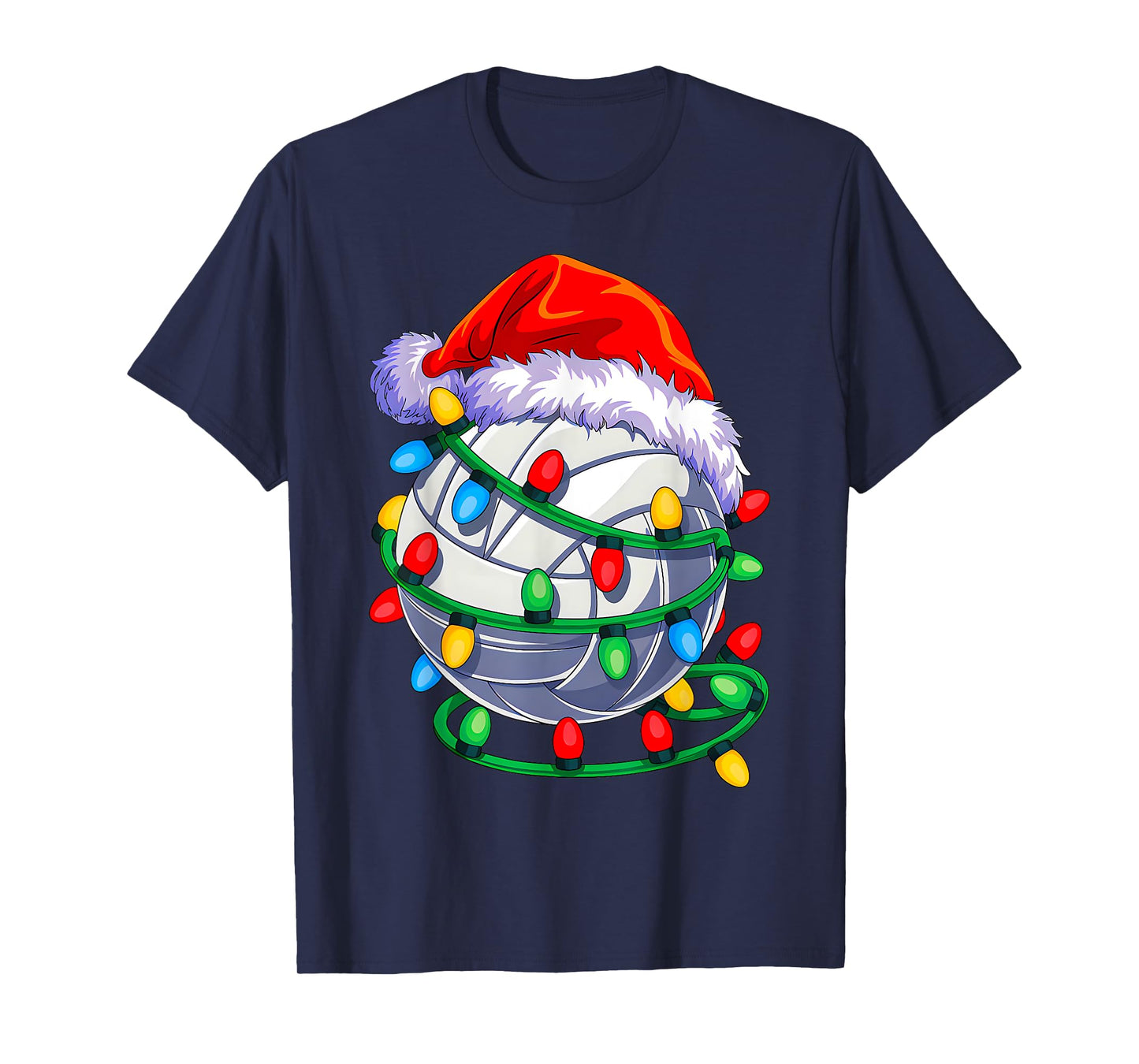 Volleyball Ball Santa Hat Christmas Volleyball Xmas Lights T-Shirt
