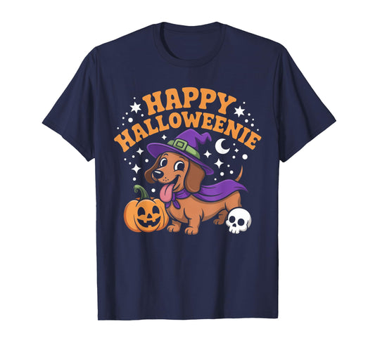 Dachshund Weiner Dog Witch Happy Halloweenie T-Shirt