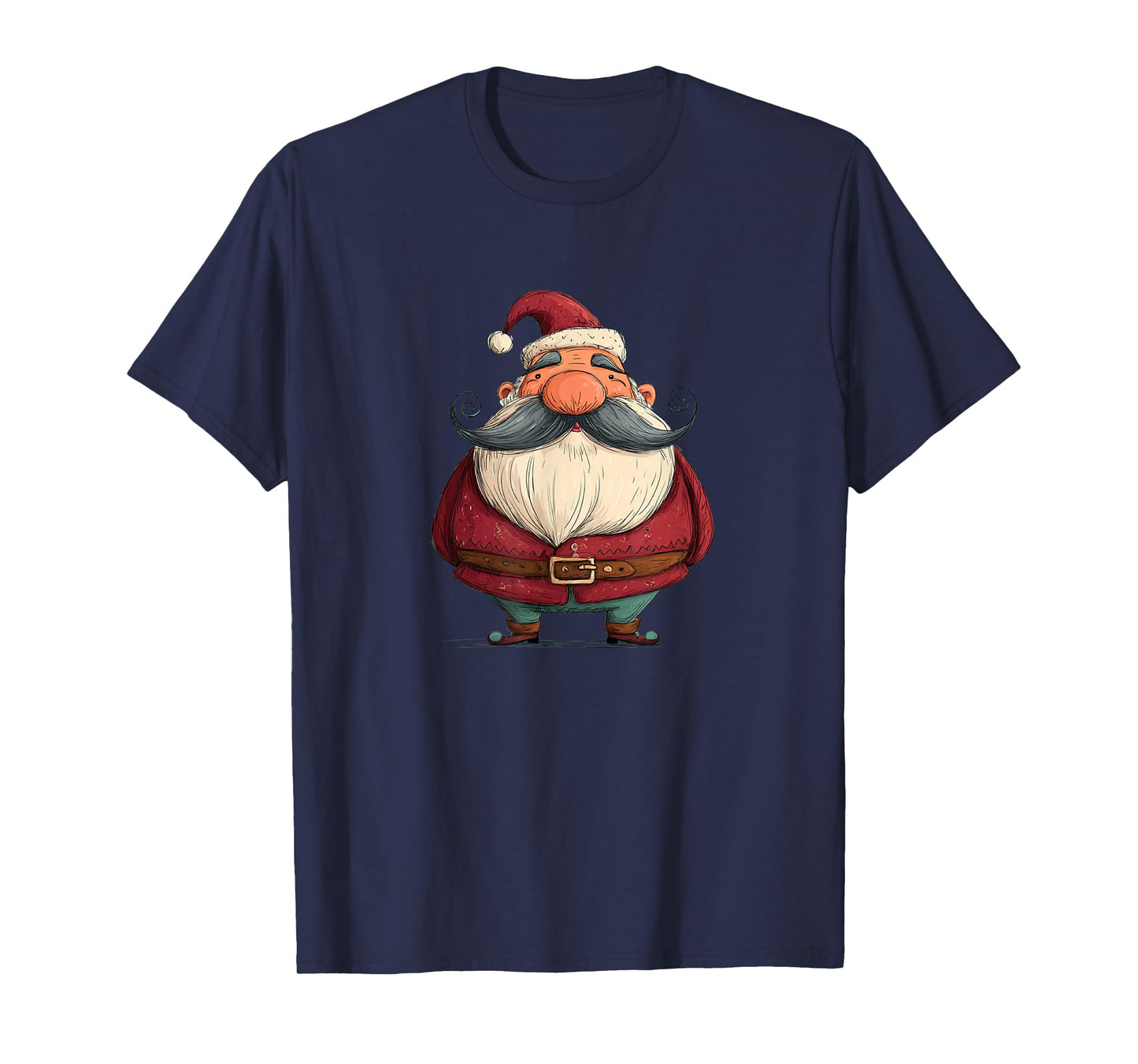 Awesome Santa Claus in Festive Mustache Beard Look T-Shirt