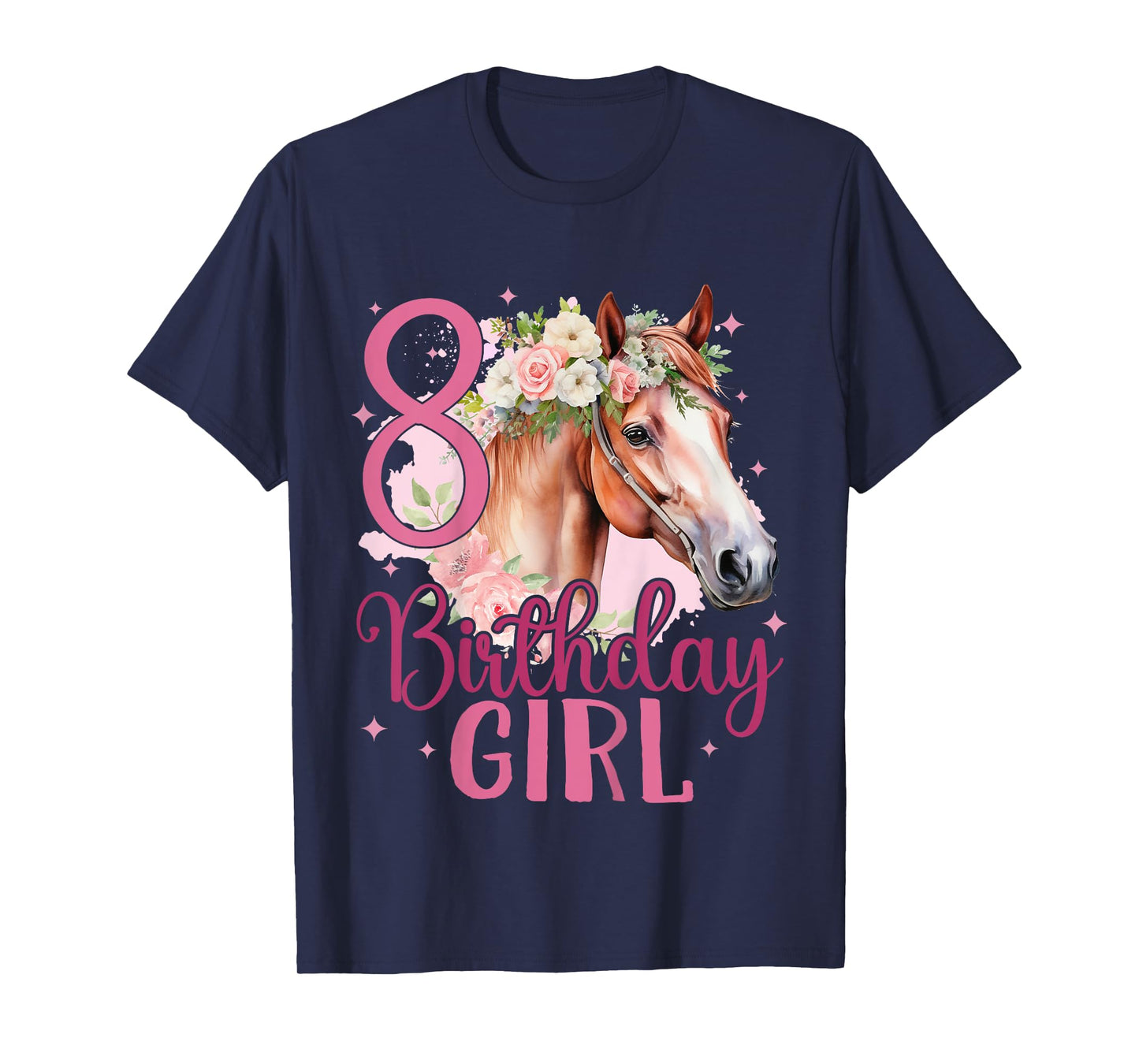 Kids 8th Birthday Horse 8 Years Eight Finally 8 Birthday Girl T-Shirt