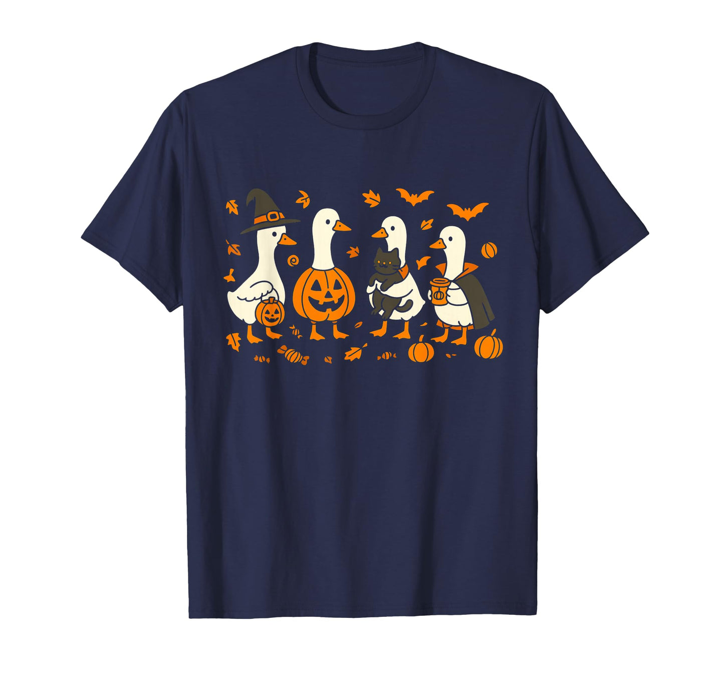 Spooky Goose Halloween Ghost Witch Pumpkin Costume Party T-Shirt