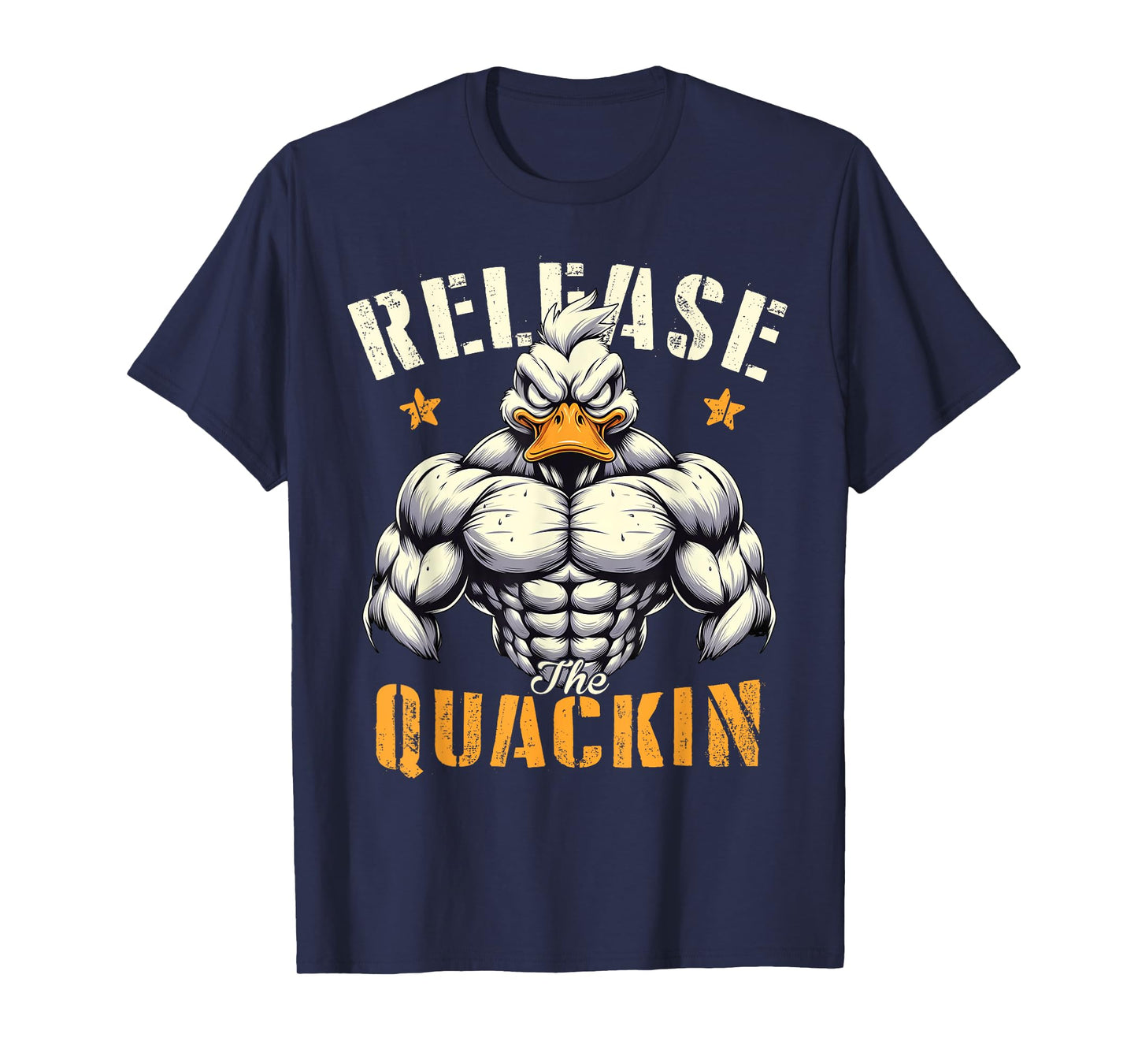 Release The Quackin Muscle Duck Funny Workout Gym Sayings T-Shirt