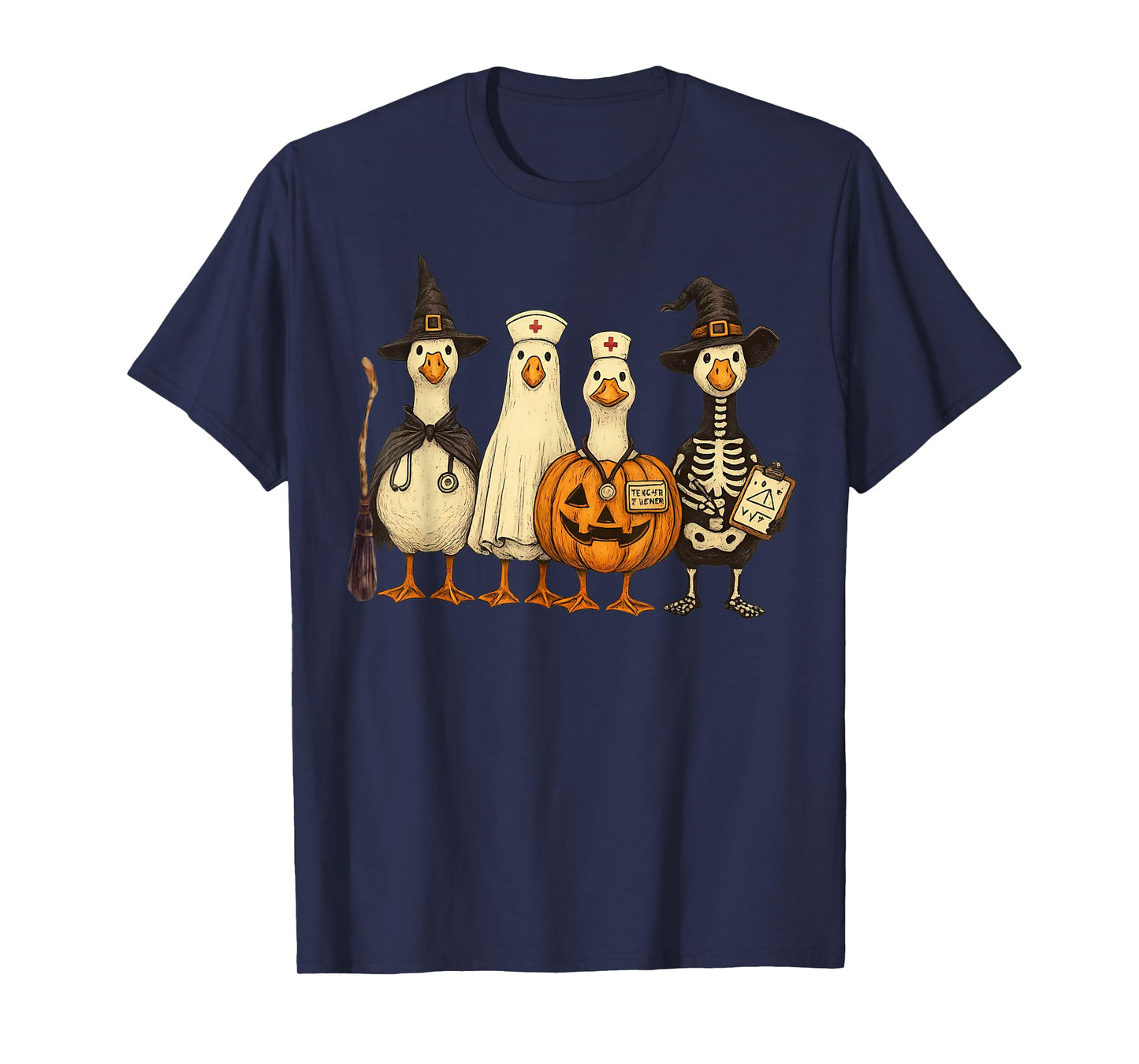 Cute Goose Nurse Halloween Costume Ghost Pumpkin Witch T-Shirt