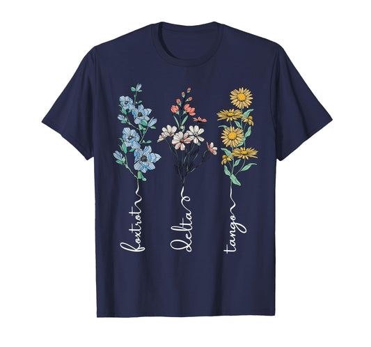 Retro Foxtrots Deltas Tangos Flower T-Shirt