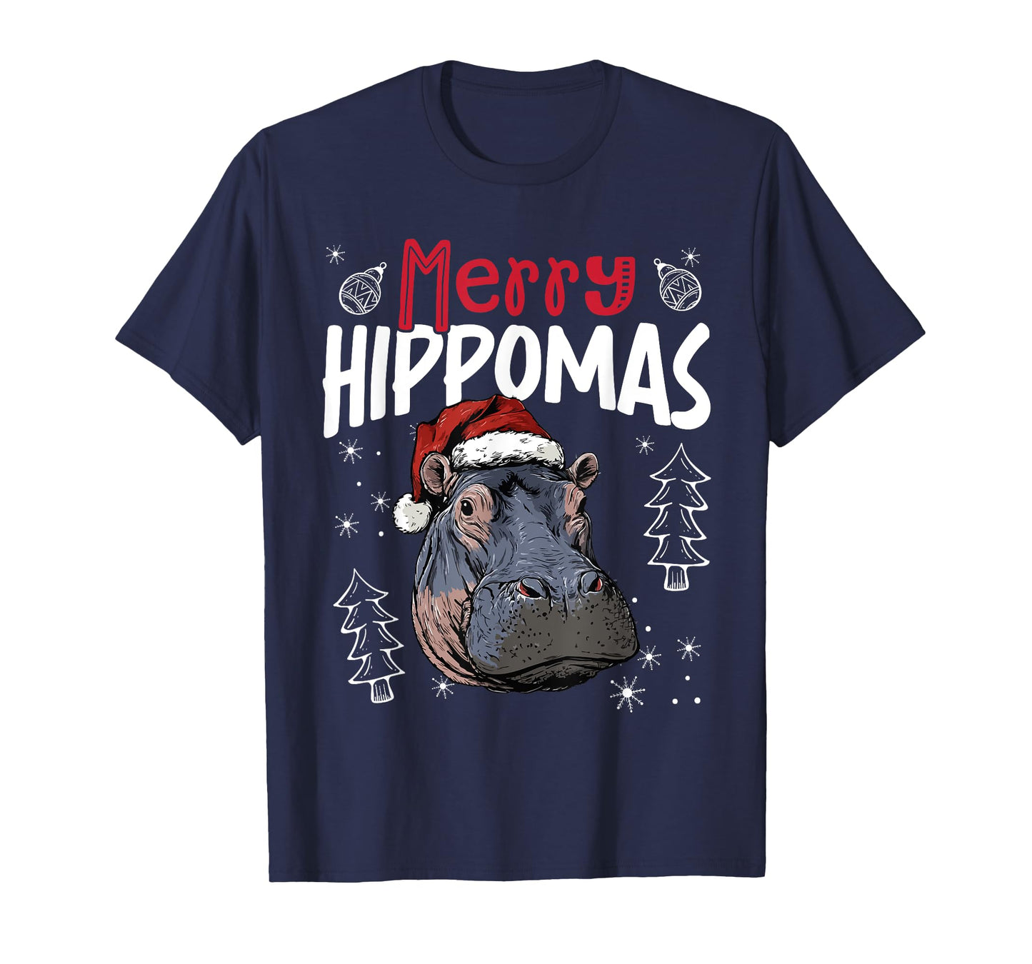 Merry Hippomas Funny Christmas Hippo T-Shirt