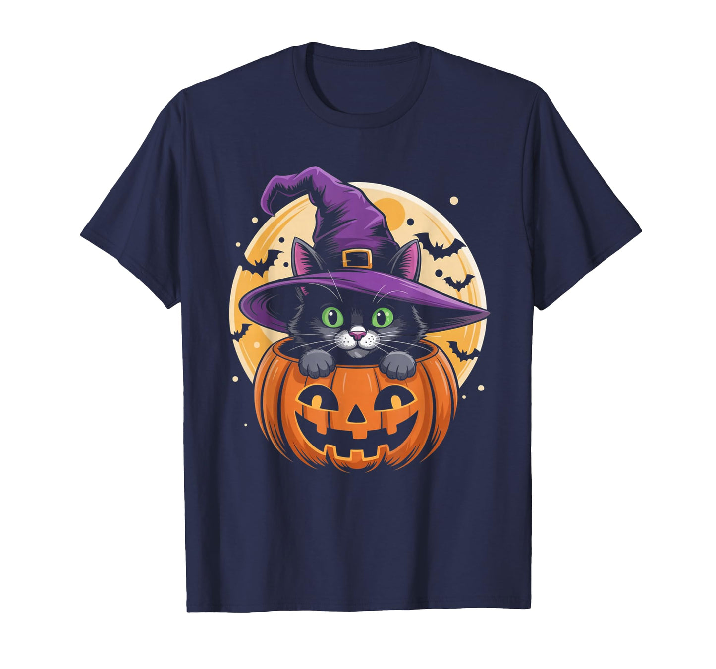 Cat Halloween Pumpkin Black Cat Scarry Spooky Gifts Kids T-Shirt
