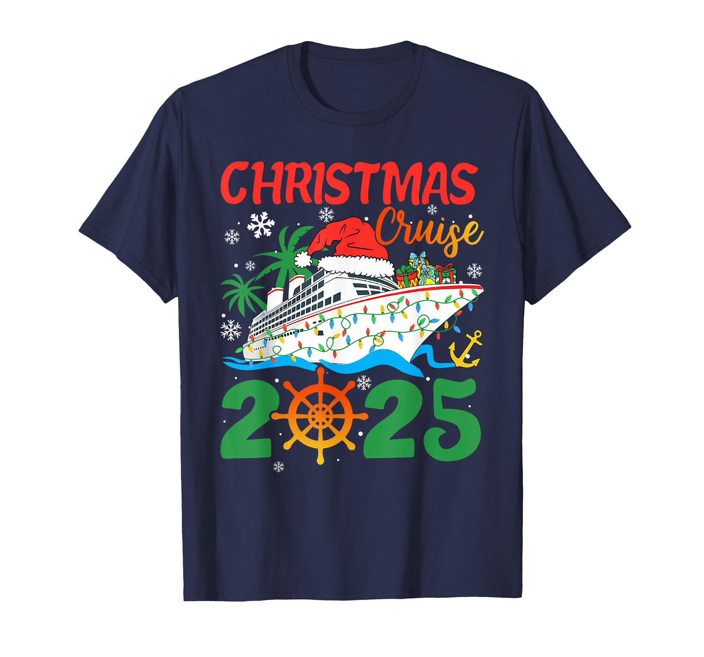 Christmas Cruise 2025 Xmas Lights Pajamas Holiday Family T-Shirt
