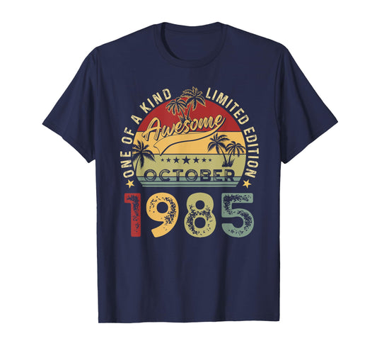 Awesome Since October 1985 Vintage Birthday Gift Men Women T-Shirt