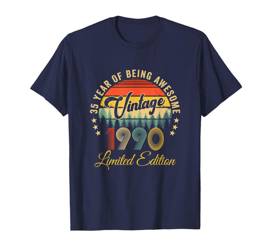 Vintage 1990 Limited Edition 35 Year Old 35Th Birthday T-Shirt