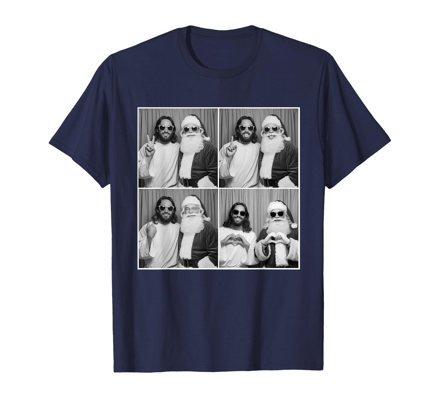 Funny Santa Claus and Jesus photobooth Photo Christmas T-Shirt