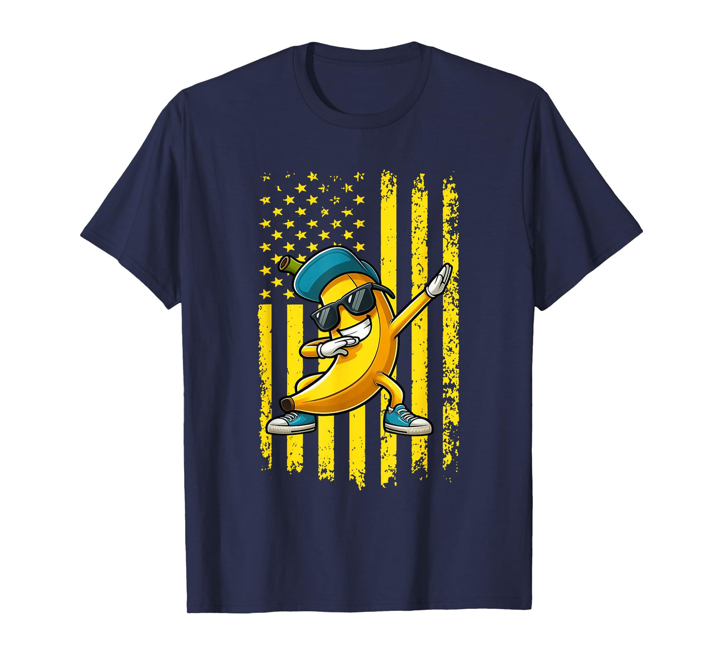 Patriotic Dabbing Banana American Flag 4th of July Boys Kids T-Shirt