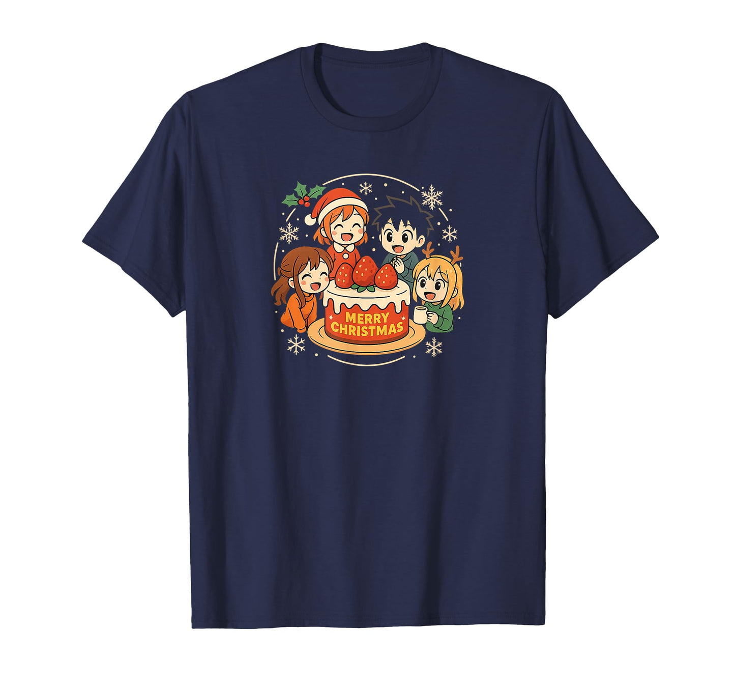 Chibi Christmas Cake Party Anime T-Shirt