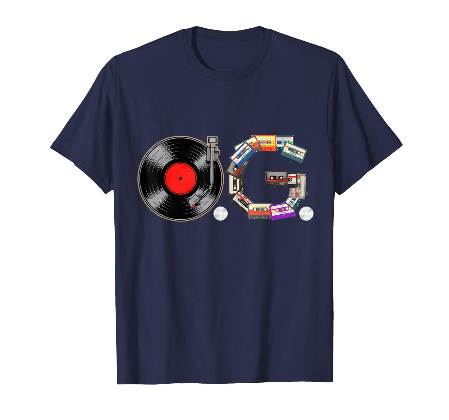 Old School OG Hip Hop Head Vinyl, CDs, Tapes 80s 90s Retro T-Shirt