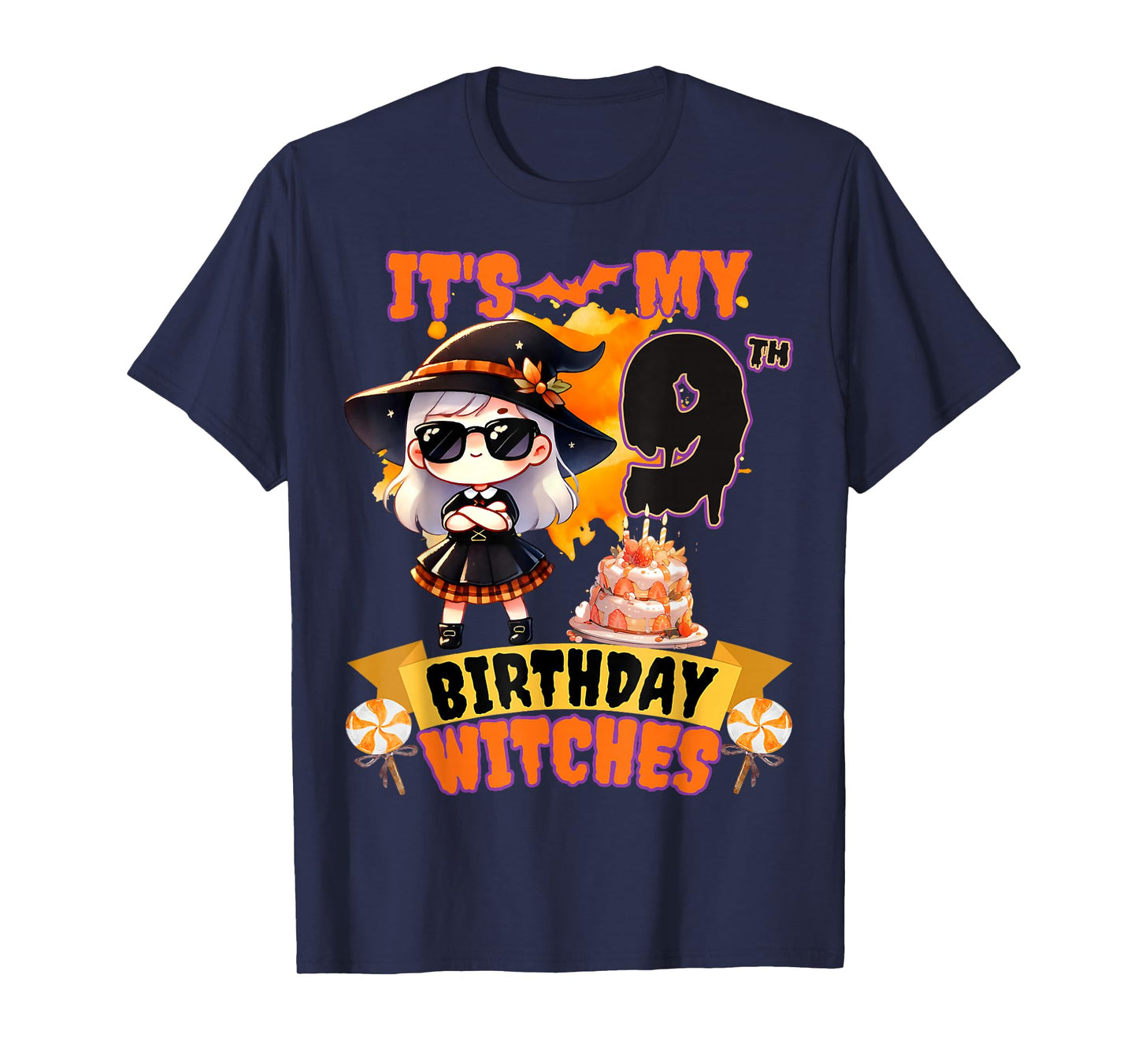 Kids 9th Birthday Cute Witch 9 Years Old Bday Party Girls T-Shirt
