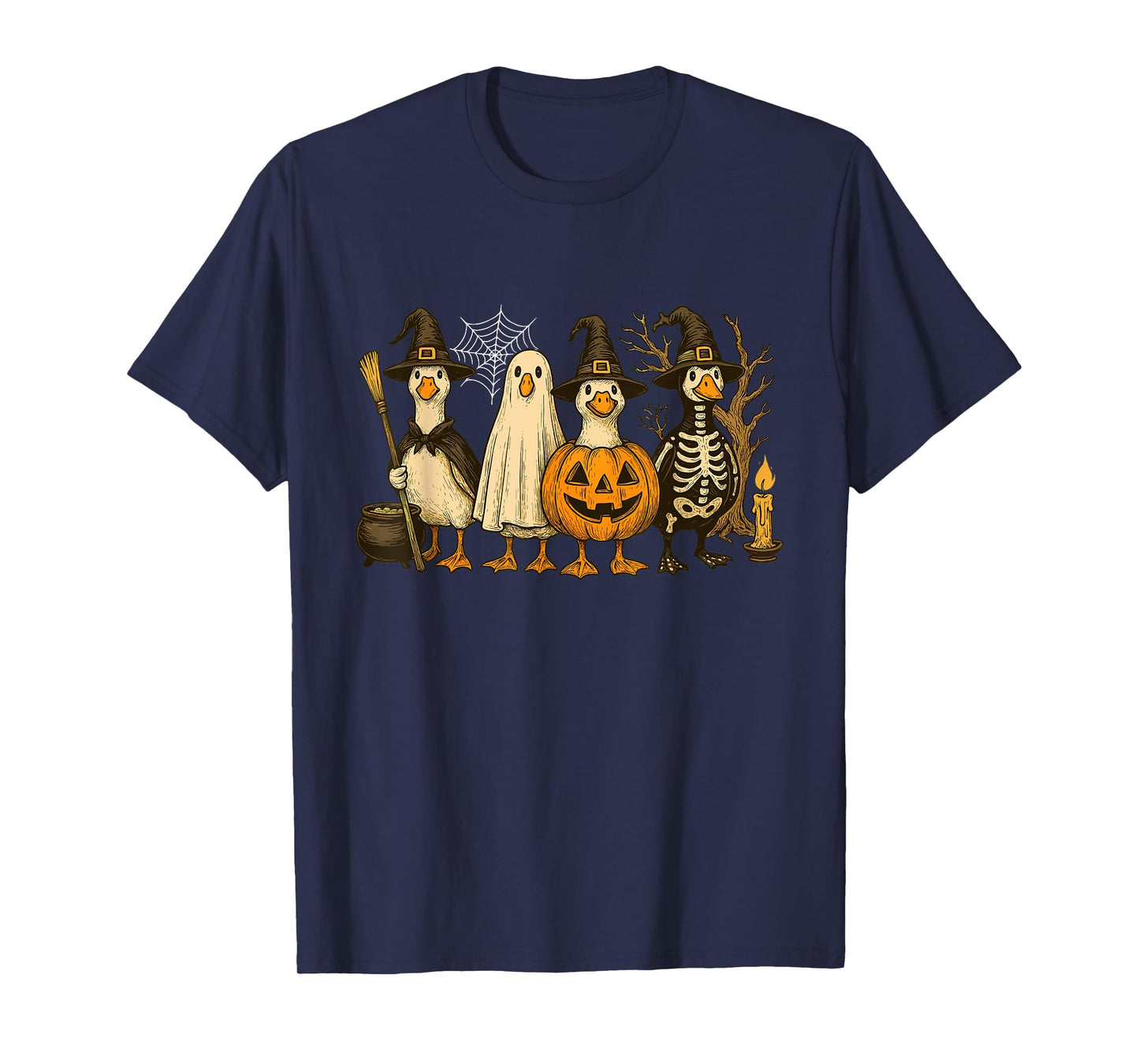 Just A Spooky Goose Halloween Goose Witch Ghost Silly Goose T-Shirt