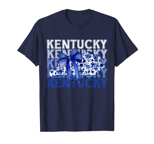 Coquette Blue Floral Bow Kentucky T-Shirt