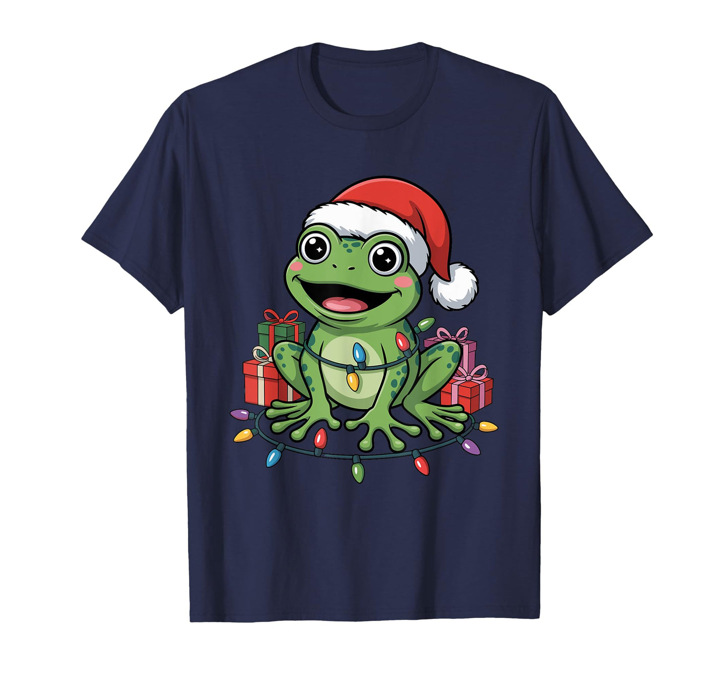 Funny Frog Santa Hat Animals Lovers Ugly Christmas Pajamas T-Shirt