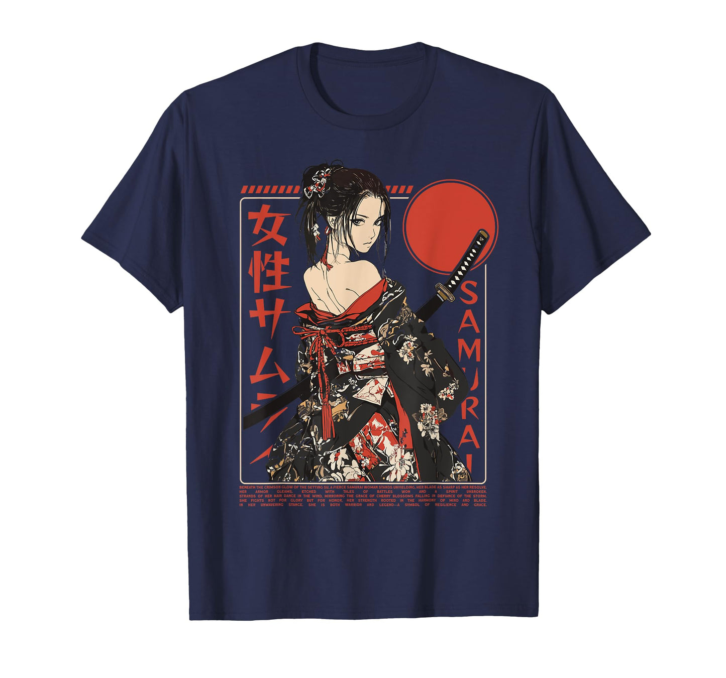 Samurai Warrior Waifu Girl Japanese Ukiyo-e Manga Samurai T-Shirt