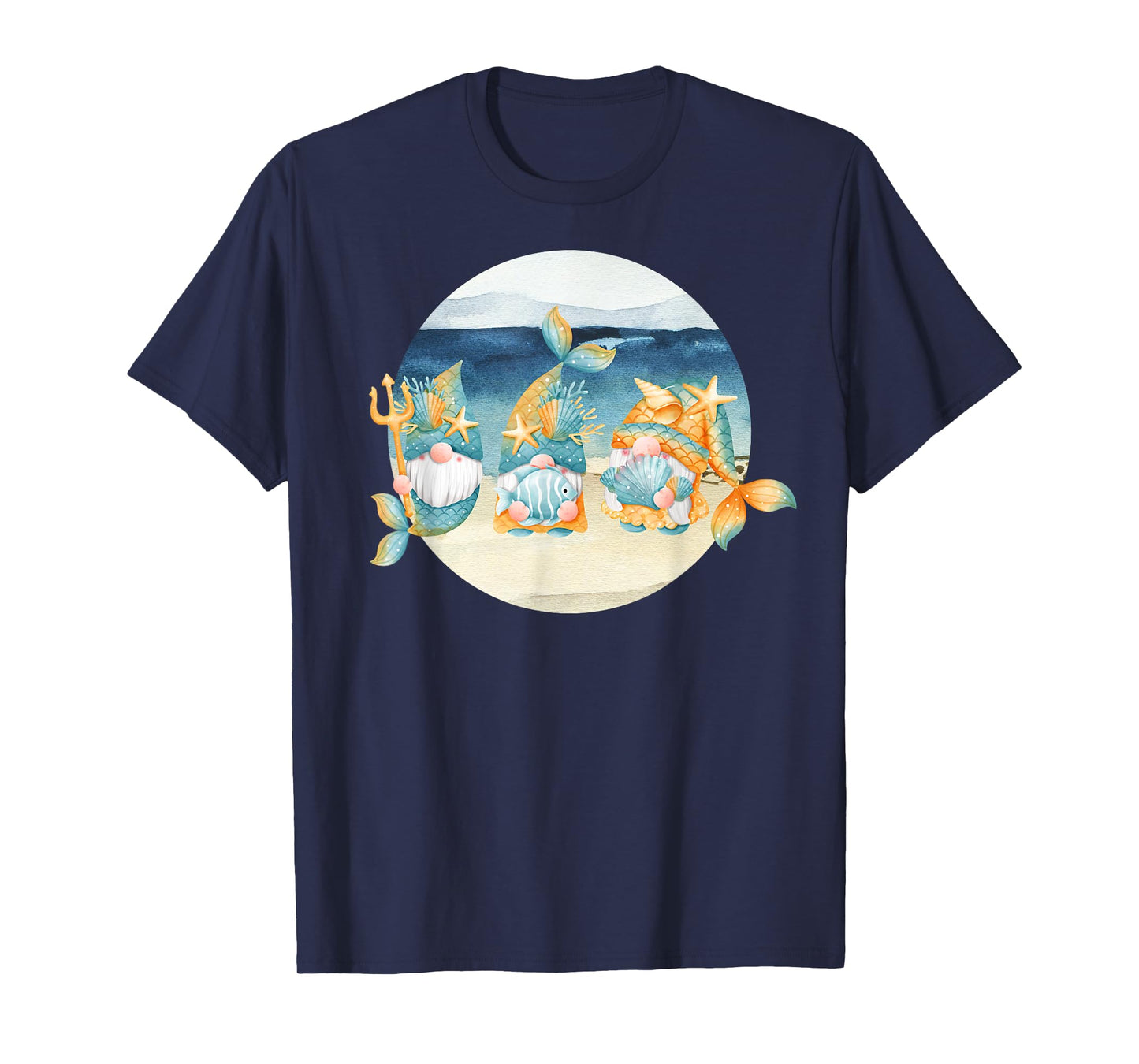 Cute Beach Mermaid Gnomes Women's Graphic Tees T-Shirt
