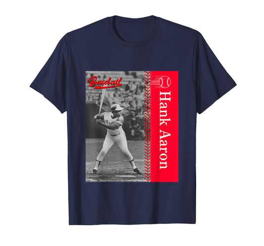 Hank Aaron_Baseball_001 T-Shirt, Small, Black