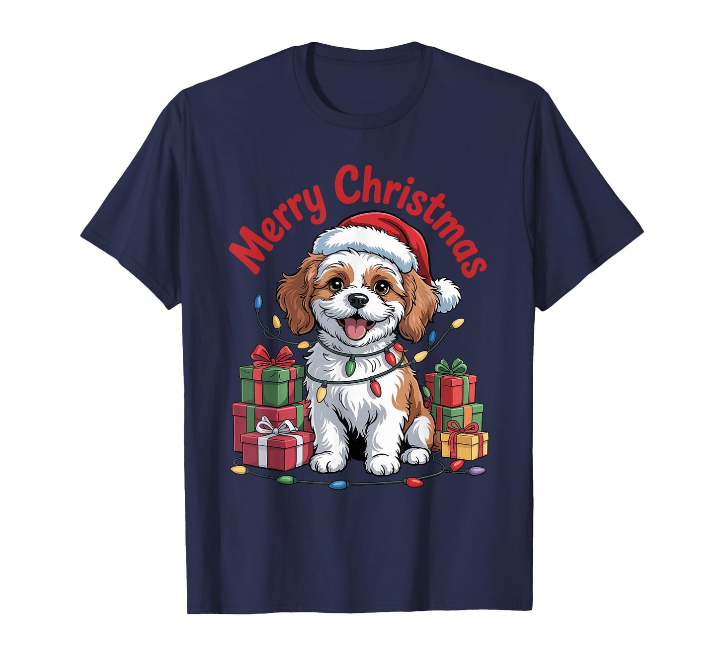 Cute Cavachon Santa Hat Christmas Xmas Dog Lovers Holiday T-Shirt