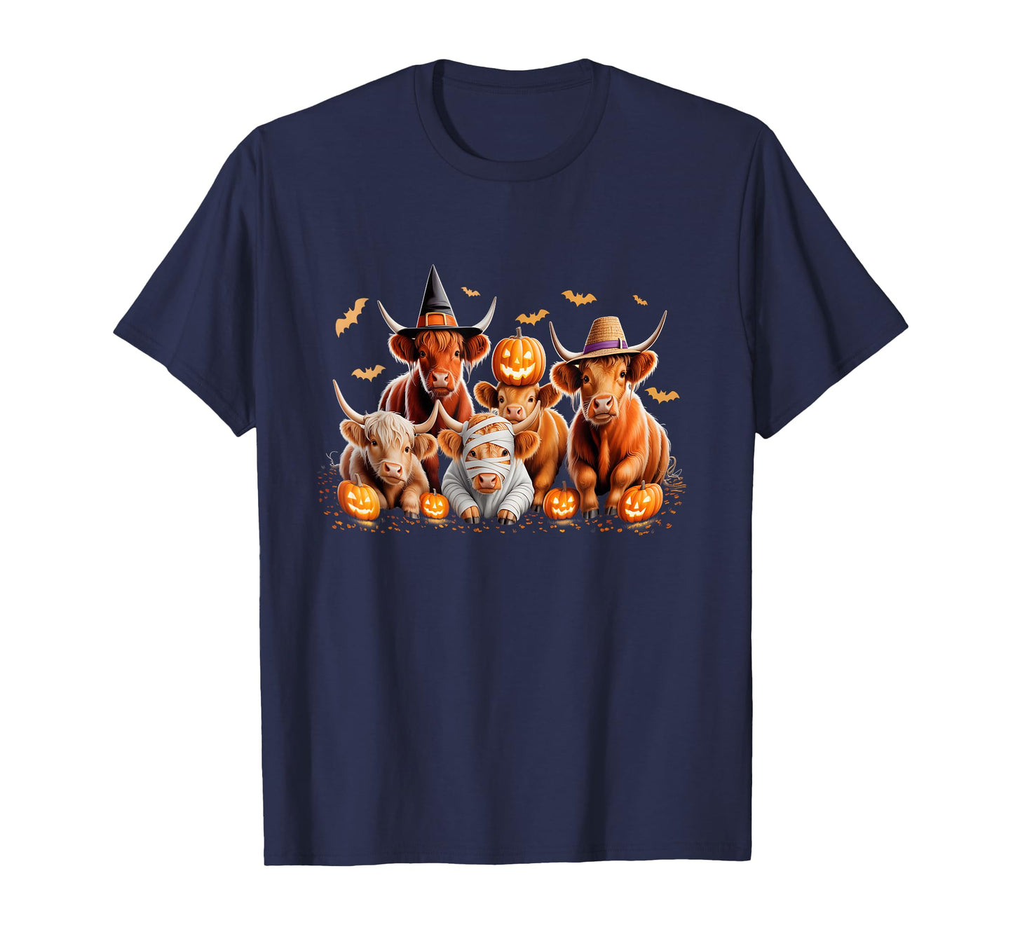 Halloween Highland Cow Witch Hat Counted Crossstitch Pattern T-Shirt