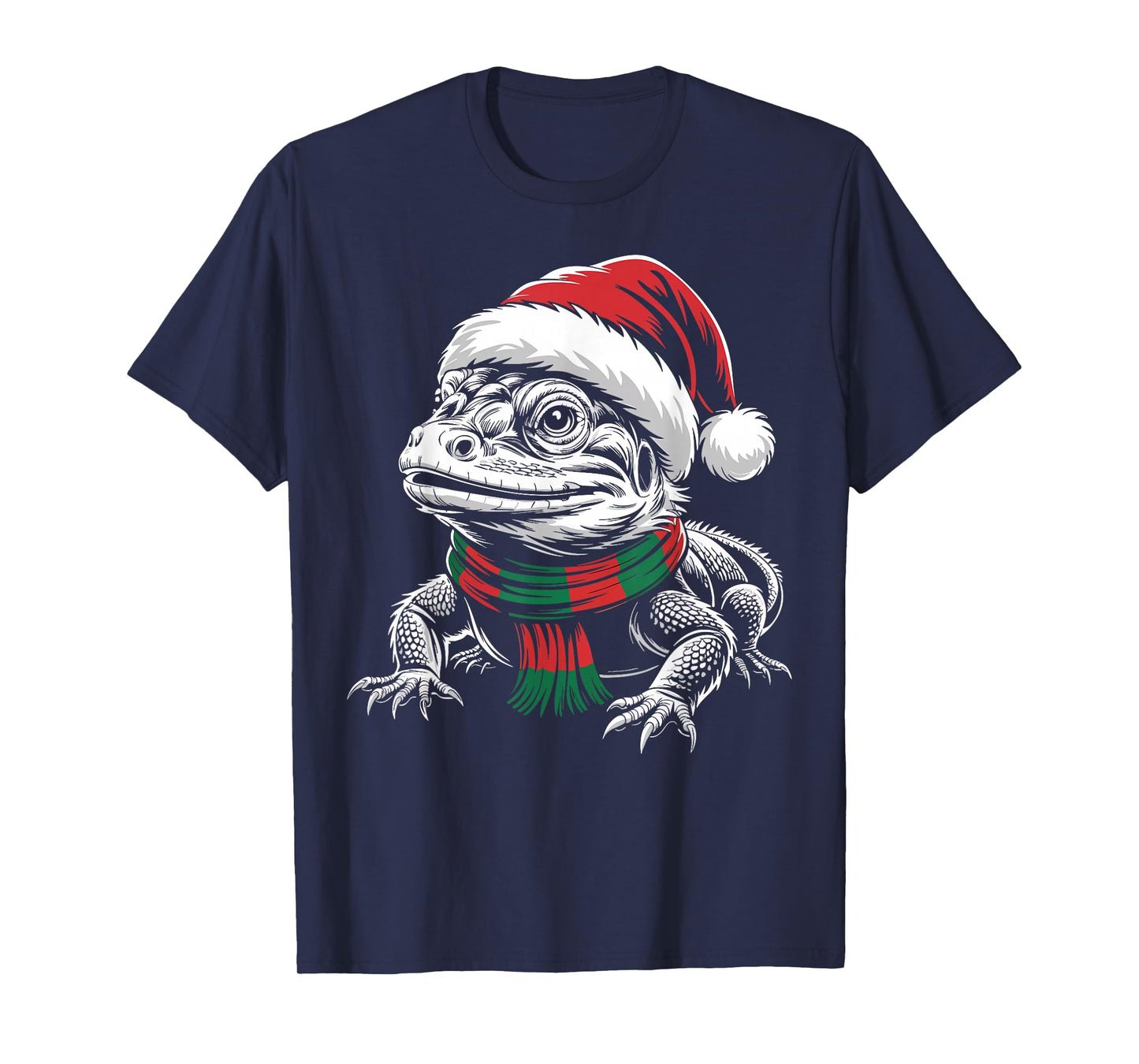 Lizard Xmas Santa Hat Scarf Christmas Costume T-Shirt