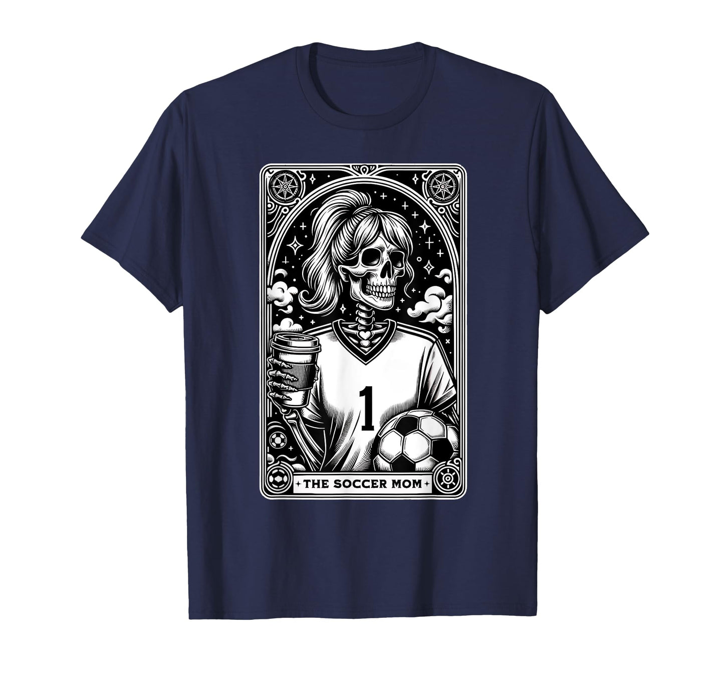 Funny Soccer Mom Skeleton Tarot Card Vintage Halloween T-Shirt
