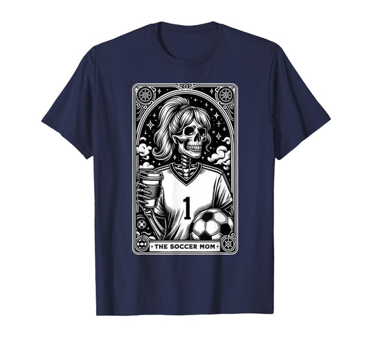 Funny Soccer Mom Skeleton Tarot Card Vintage Halloween T-Shirt