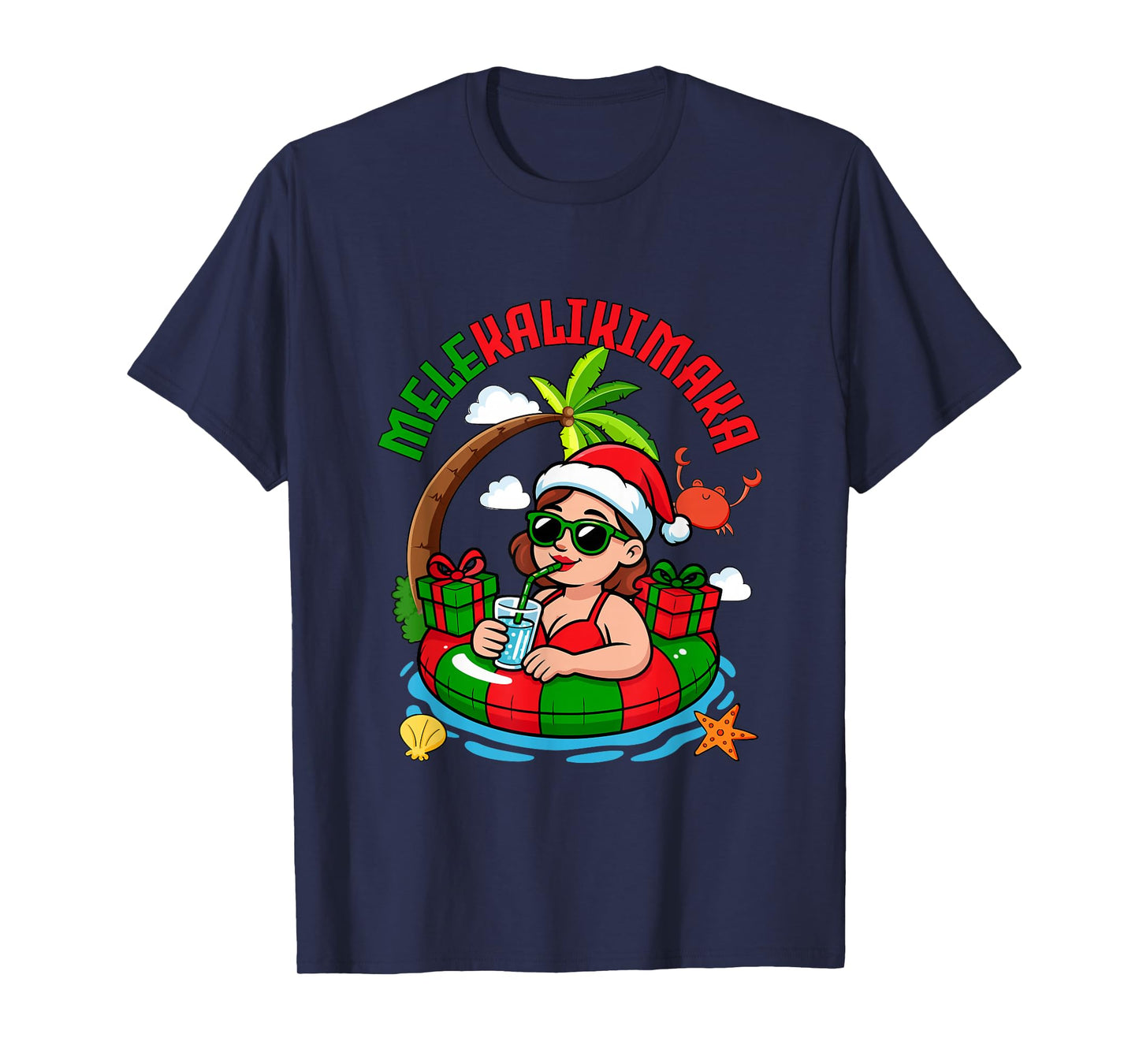 Mele Kalikimaka Christmas Santa Hawaiian Women Relaxing T-Shirt