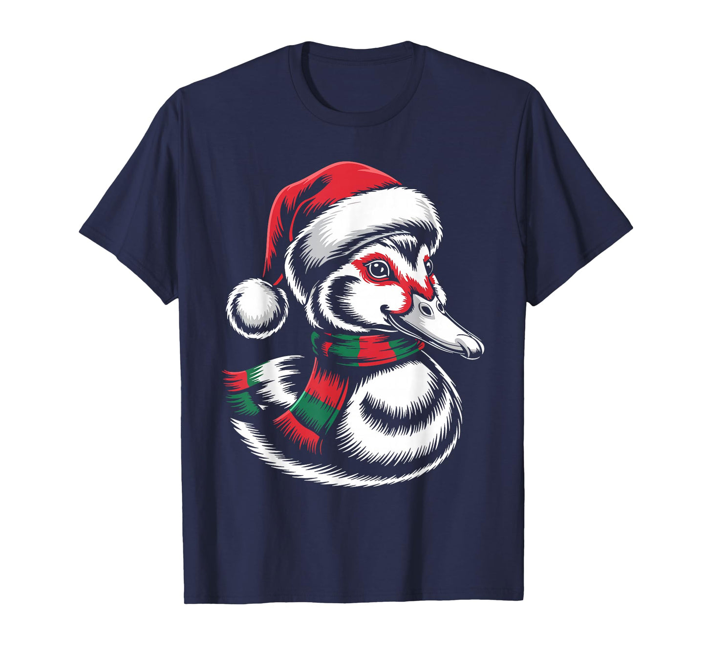 Muscovy Duck Xmas Santa Hat Scarf Christmas Costume T-Shirt
