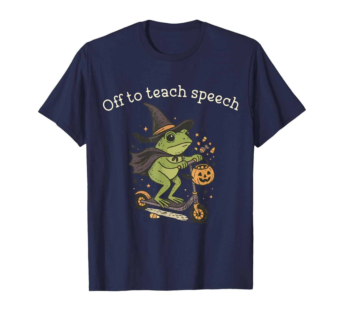 Off to Teach Speech Therapist SLP Frog Witch Halloween T-Shirt