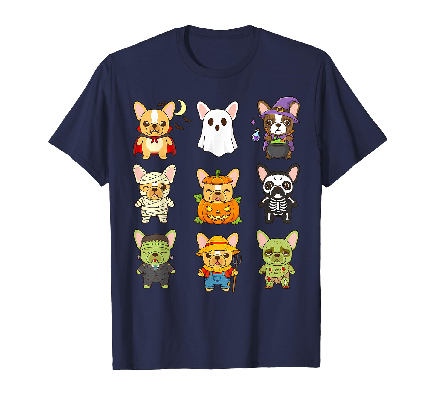 French Bulldog Spooky Halloween Monsters Kawaii Dog Frenchie T-Shirt