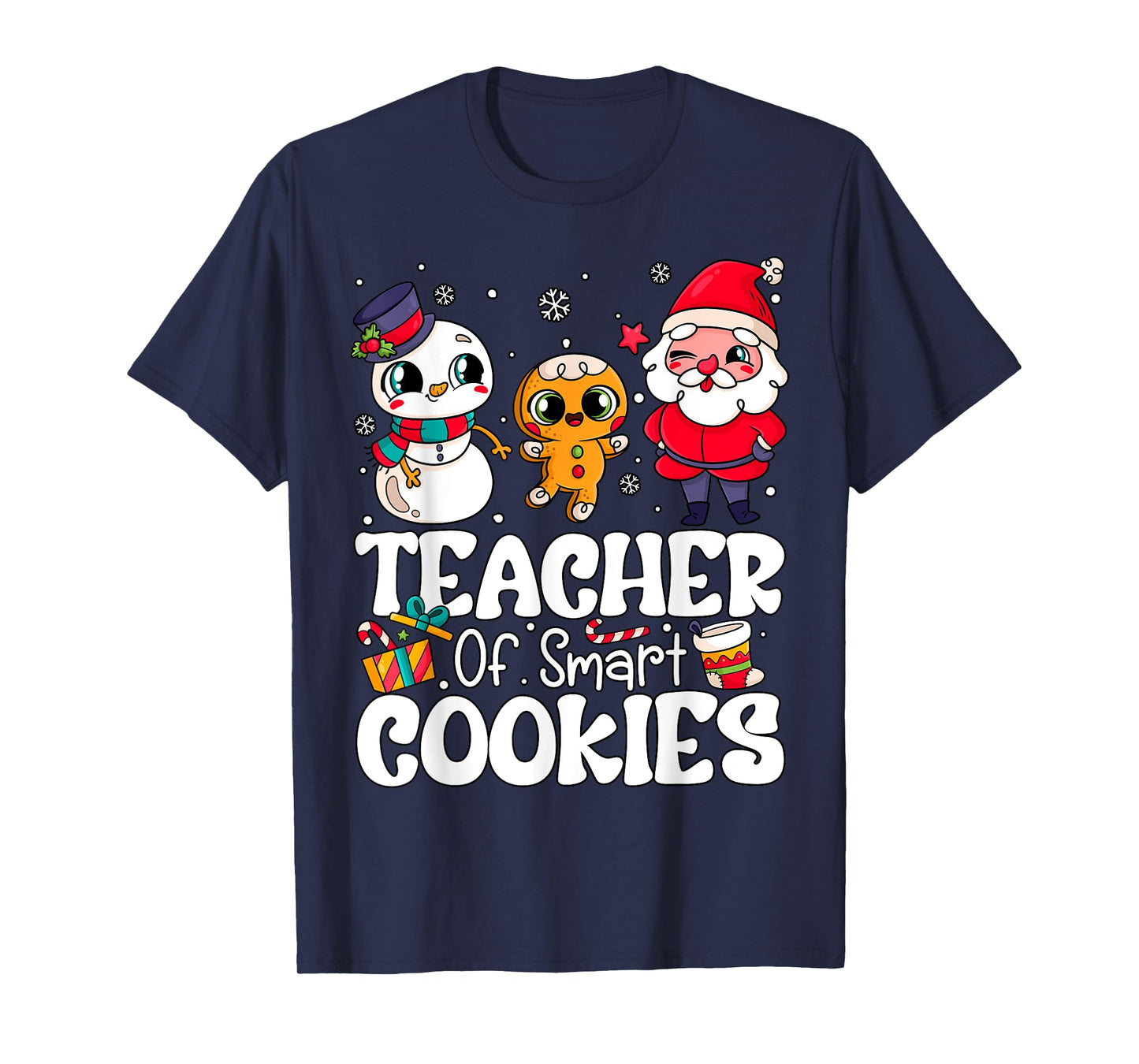 Funny Teacher of Smart Cookies Gingerbread Men Women Xmas T-Shirt