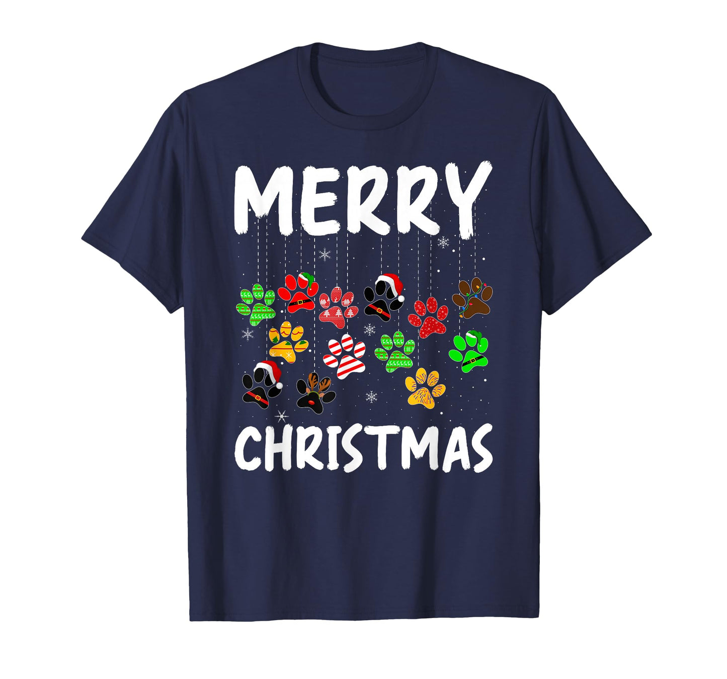 Dog Paw Merry Christmas Pajamas Puppy Dog Lover Xmas T-Shirt