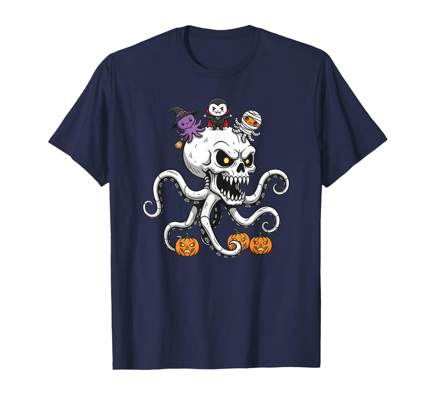 Octopus Skeleton Mummy Witch Halloween Kids Mens Womens T-Shirt
