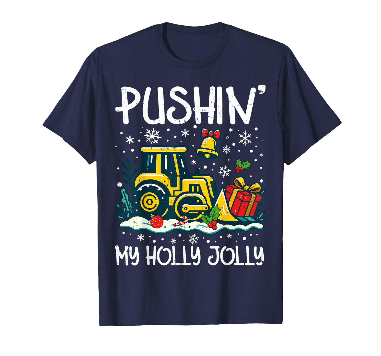 Pushin My Holly Xmas Jolly Tractor Christmas Kids Boy Pjs T-Shirt