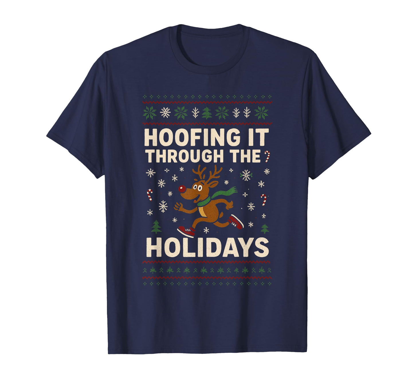 Hoofing It Through The Holidays Christmas Santa Xmas Family T-Shirt