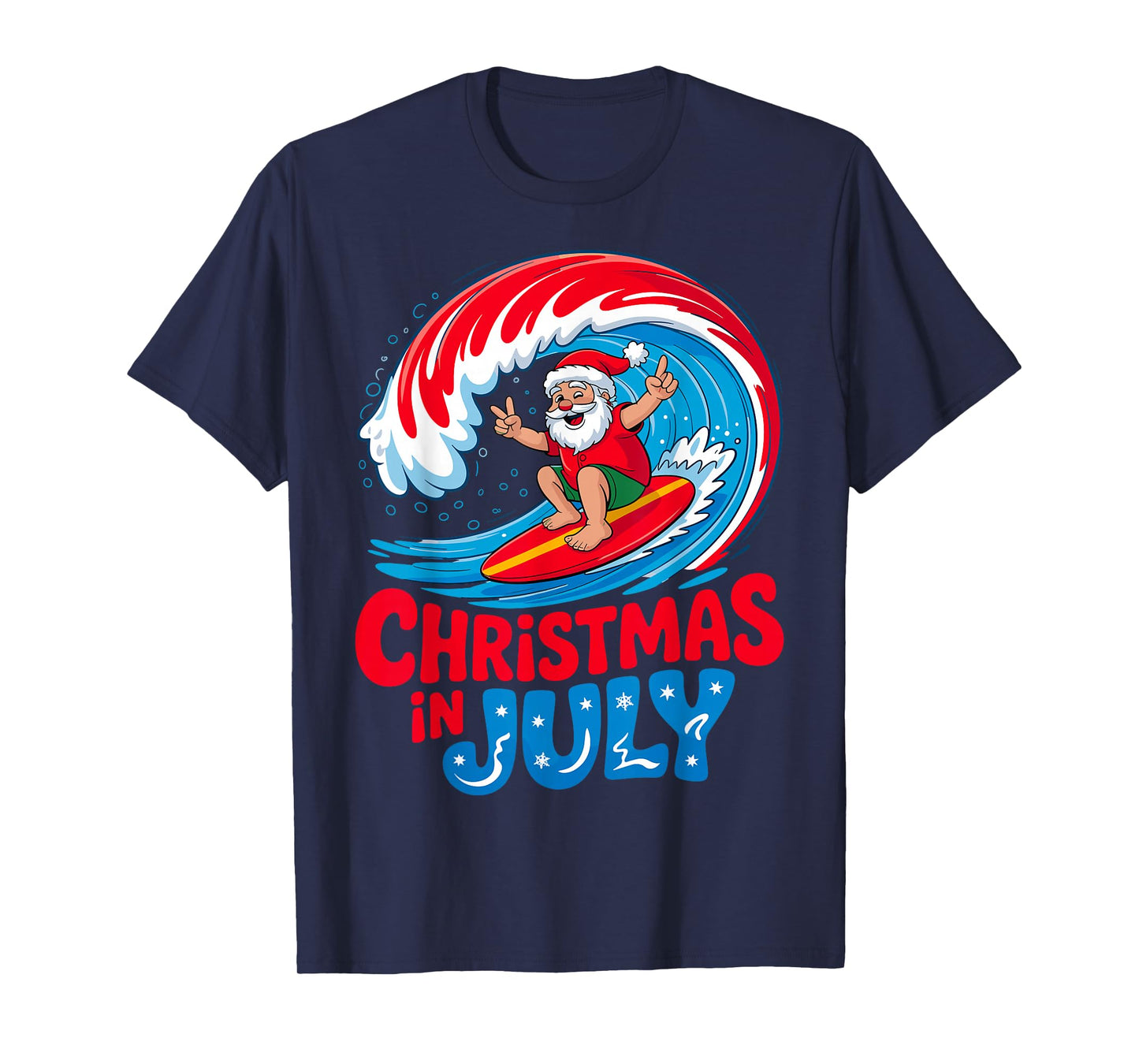 Christmas in July Santa Surfing T-Shirt
