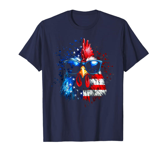 Patriotic Chicken American Flag 4th Of July Farmer Animal T-Shirt