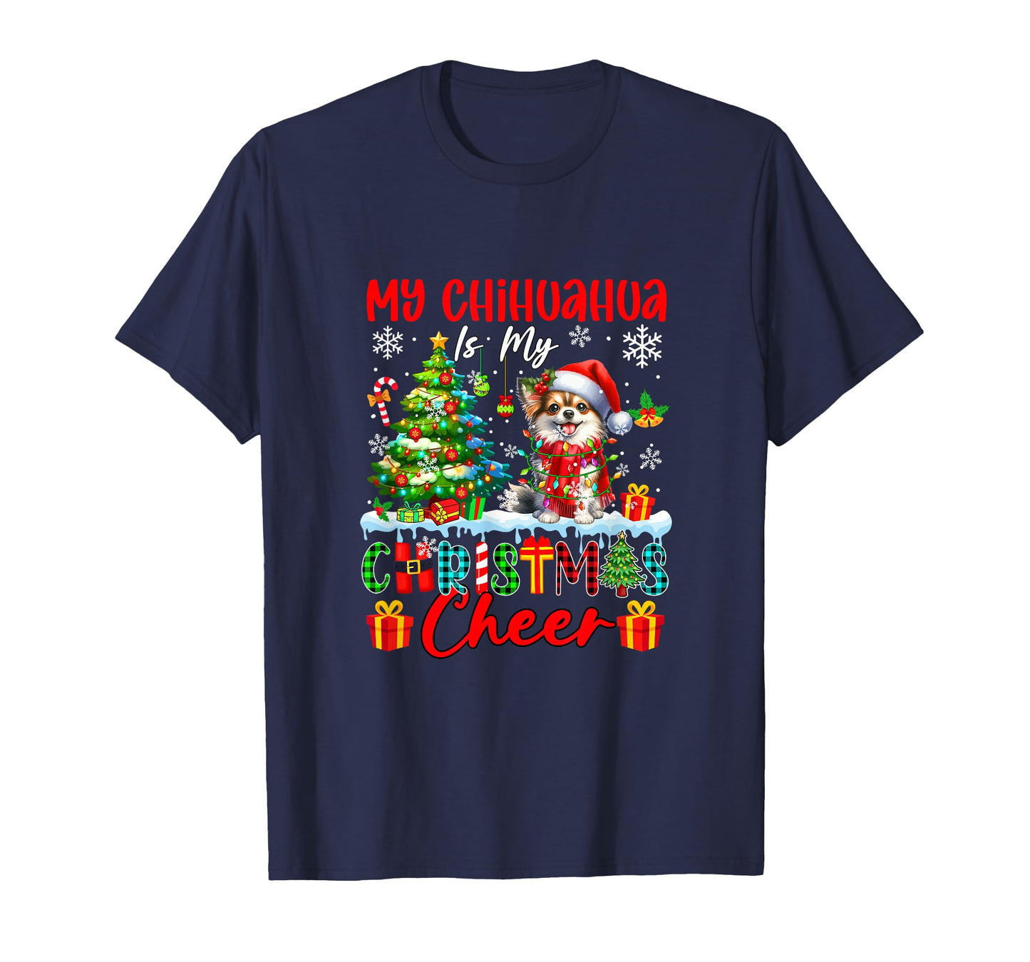 My Chihuahua is My Xmas Cheer Funny Santa Dog Owner Kids T-Shirt