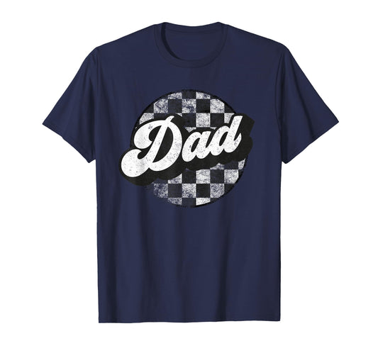 Funny Retro Checkered Dad Race Vintage Matching Family T-Shirt