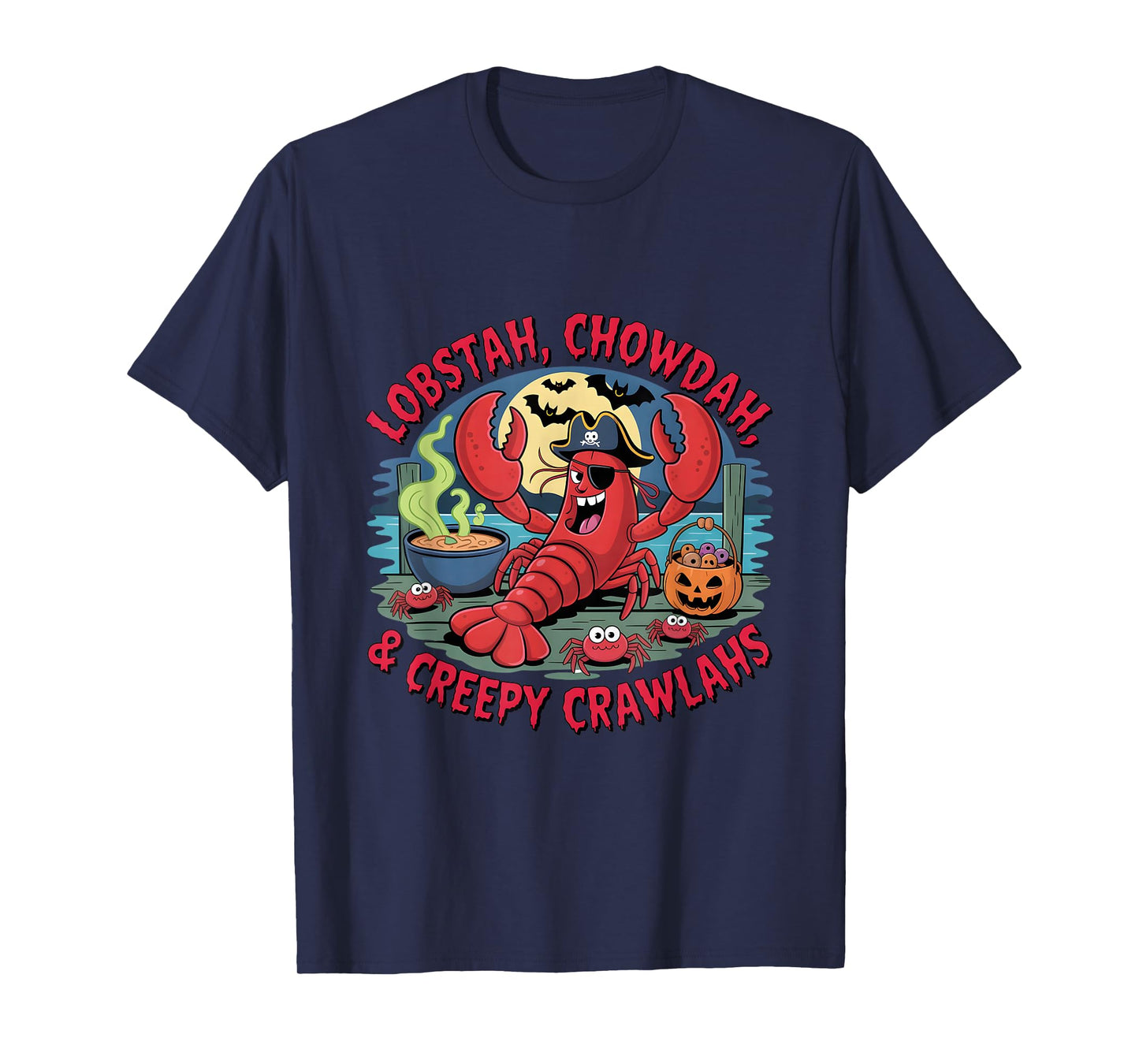 Halloween Lobster Funny New England Pirate Seafood Design T-Shirt