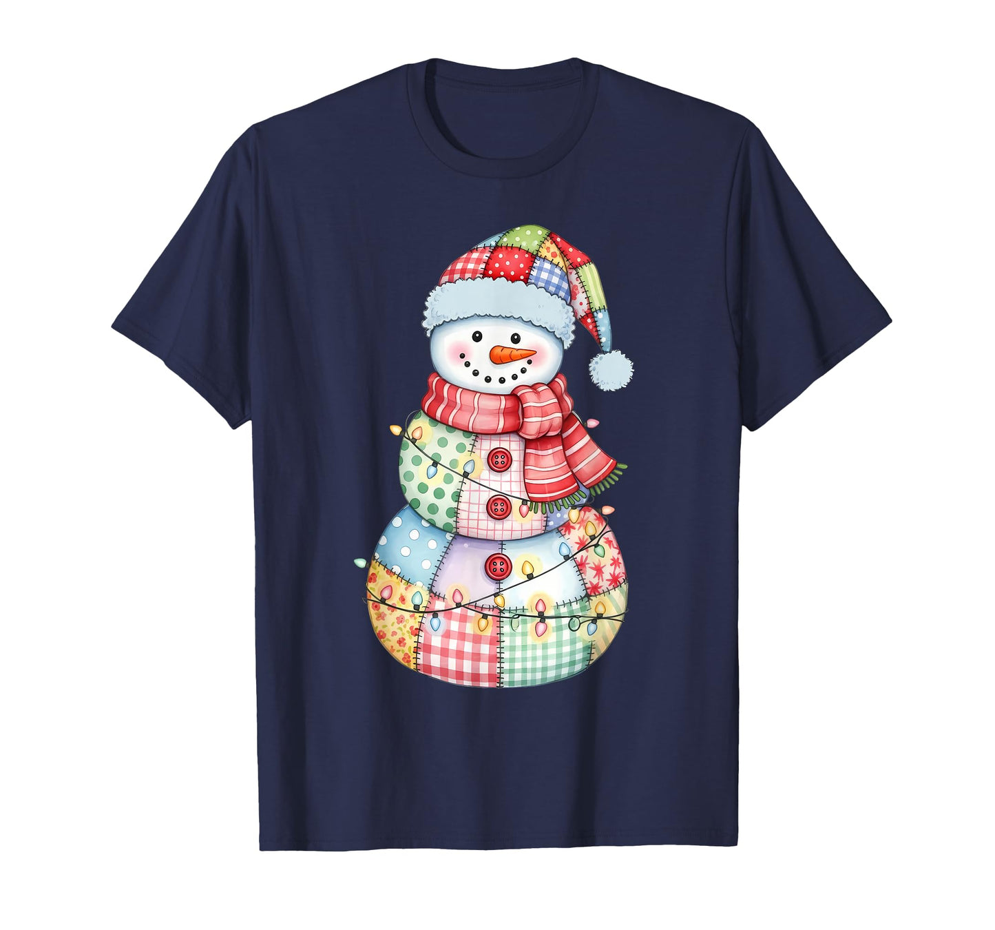 Patchwork Snowman Preppy Girly Christmas Xmas Holiday Kids T-Shirt