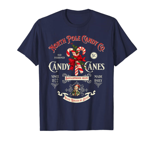 Old Fashioned North Pole Candy Cane Company Elf Christmas T-Shirt
