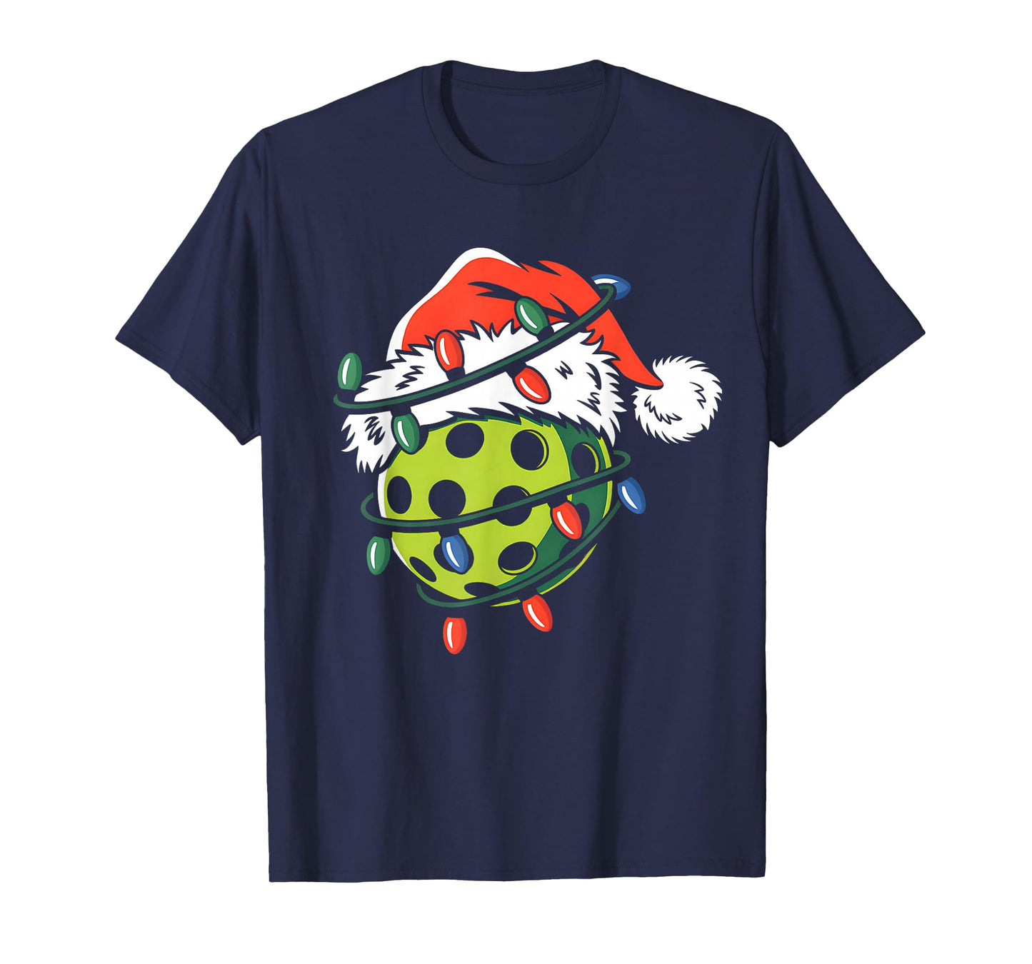Pickle Ball Ball Santa Hat Xmas Funny Christmas Men Women T-Shirt