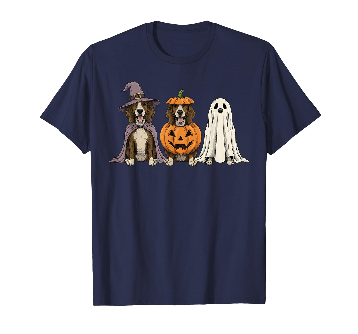 Spooky Ghost Plott Hound Pumpkin Halloween Dog Lover T-Shirt