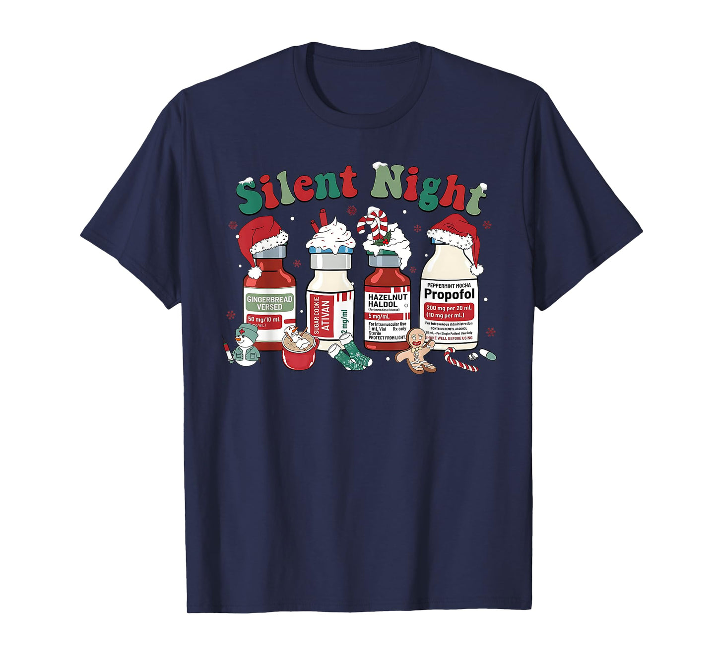 Retro Propofol Silent Night ICU Nurses Funny Merry Christmas T-Shirt