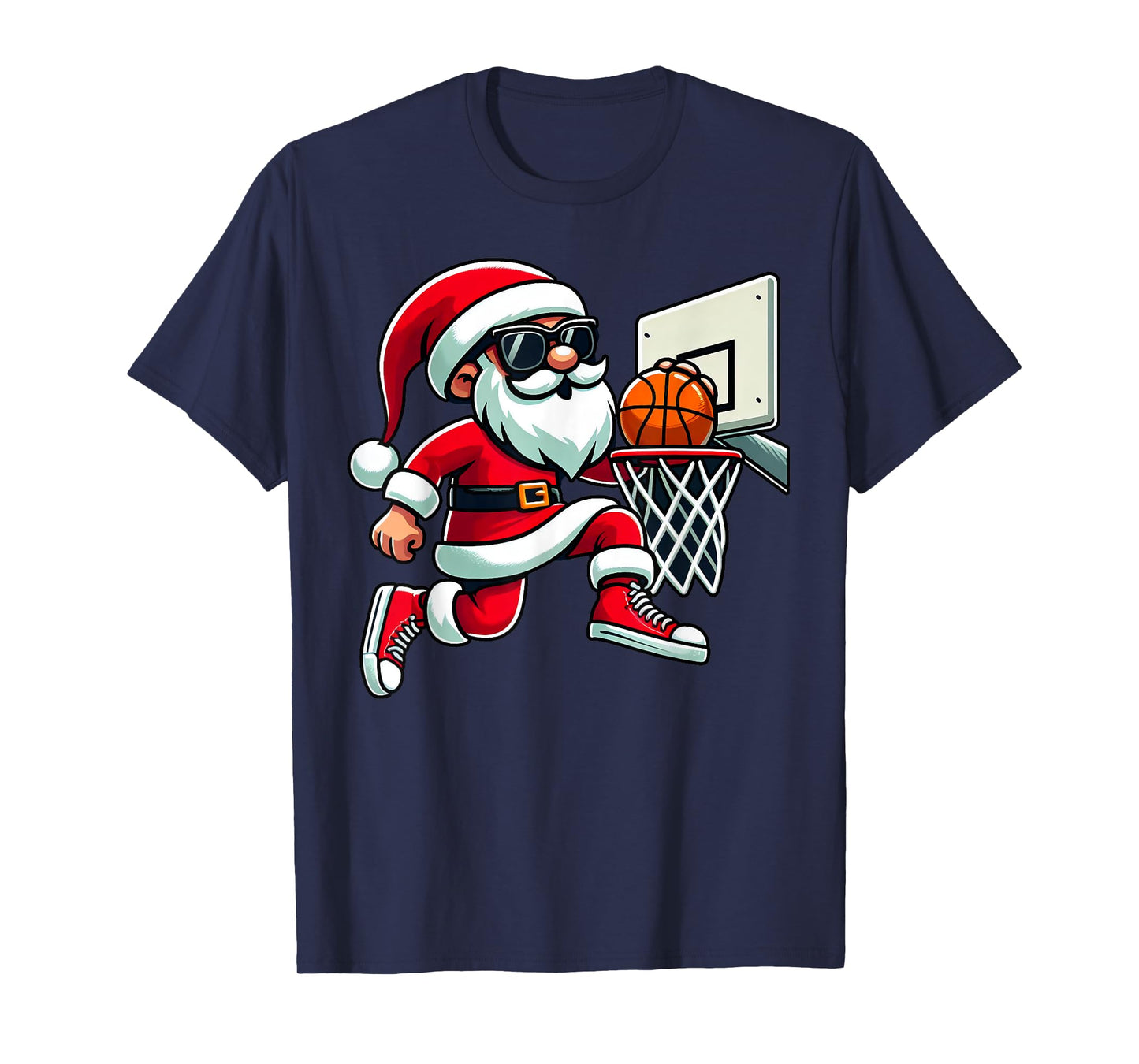 Christmas Santa Claus Dunking A Basketball Boys Kids Xmas T-Shirt