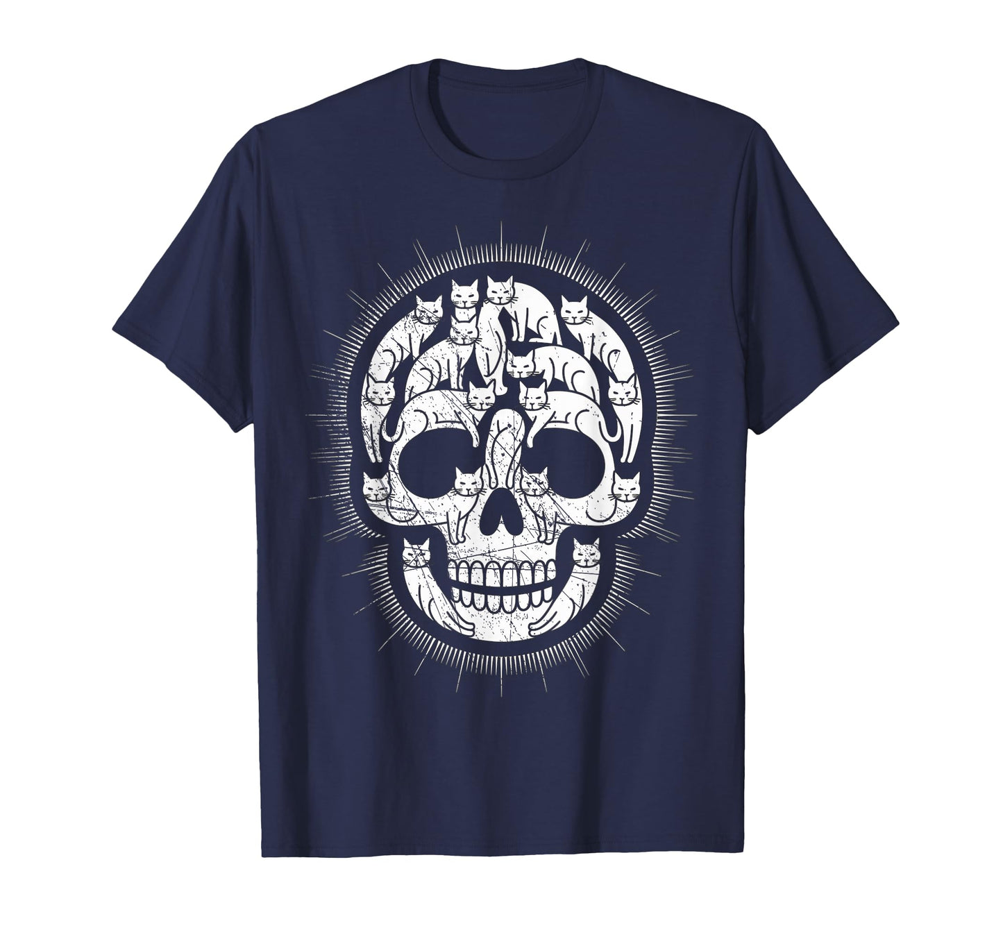 Cat Skull Kitty Skeleton Halloween Emo Goth Punk Girl Teens T-Shirt